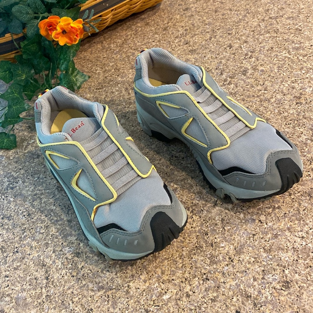 L.L. Bean Pull On Sneakers Size 6.5 Yellow Gray (WITH STAINS)